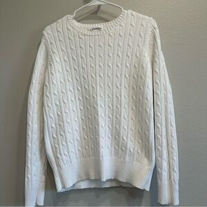 St. John's Bay White Cable Knit Sweater,large,fisherman,academia,coastal
